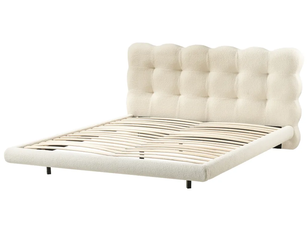 Bed Boucle SOULISSE 160 x 200 cm (EU King Size) Off-White_992677