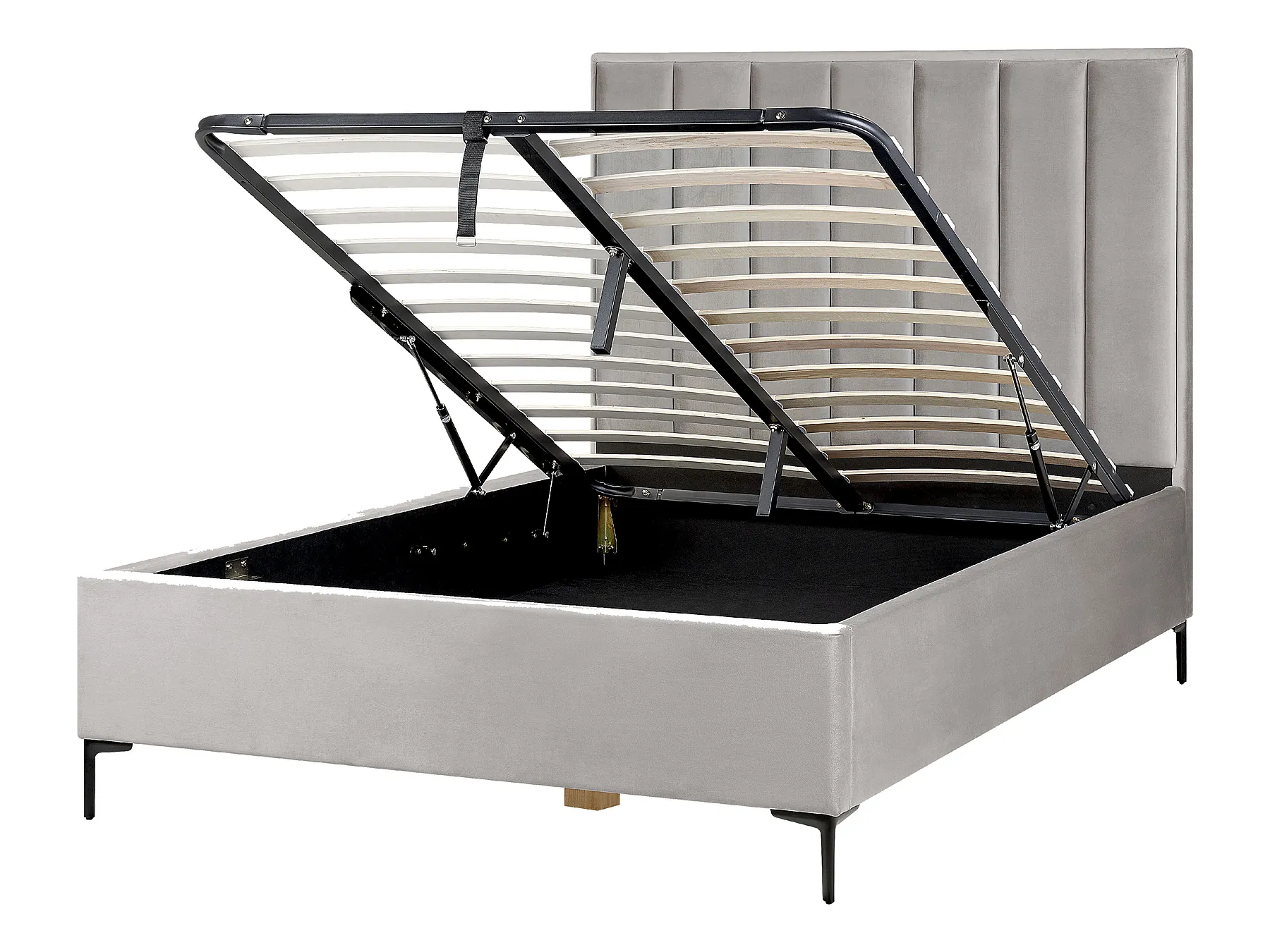 Ottoman Bed SEZANNE Velvet Light Grey 140 x 200 cm (EU Double)_800040