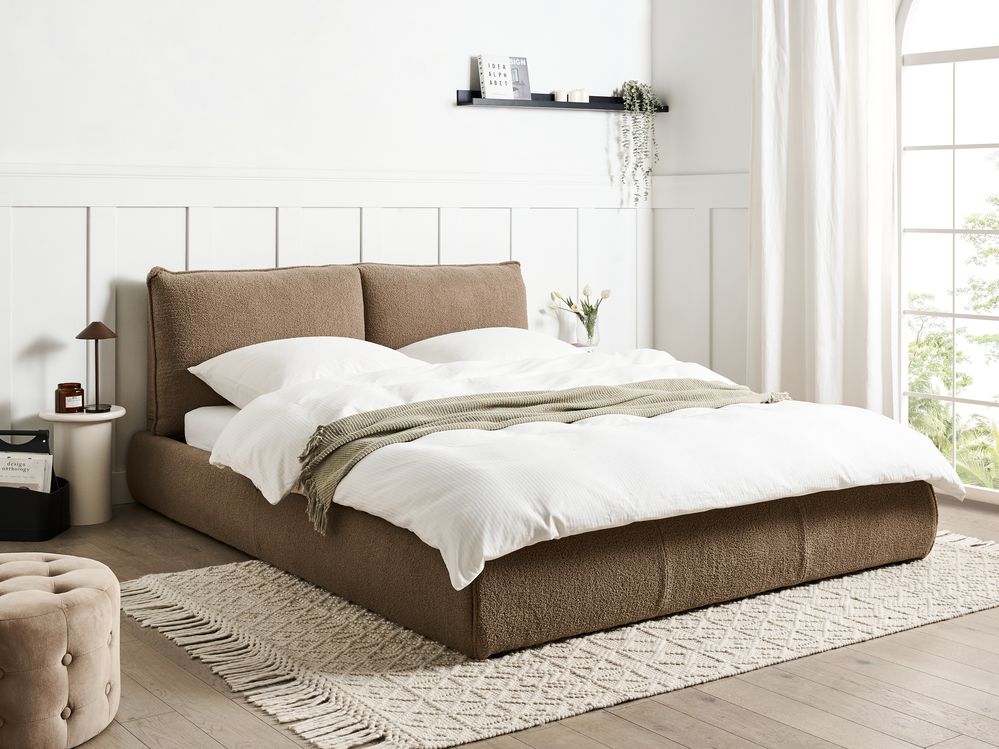 Bed Boucle VINAY 160 x 200 cm (EU King Size) Brown