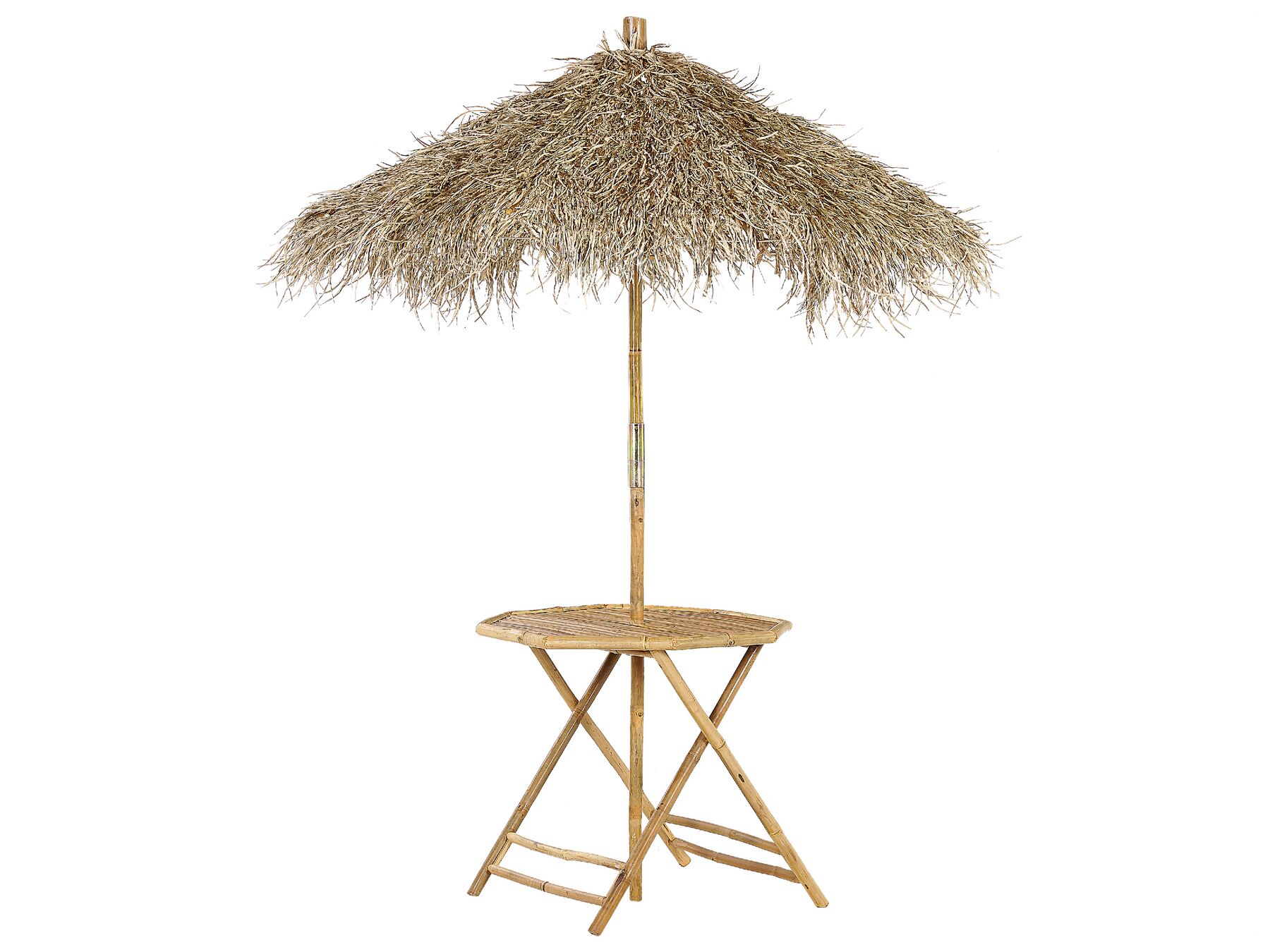 Stolik ogrodowy bambusowy z parasolem MOLISE_839870