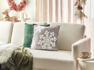 Velvet Cushion Christmas Motif 45 x 45 cm Grey MURRAYA