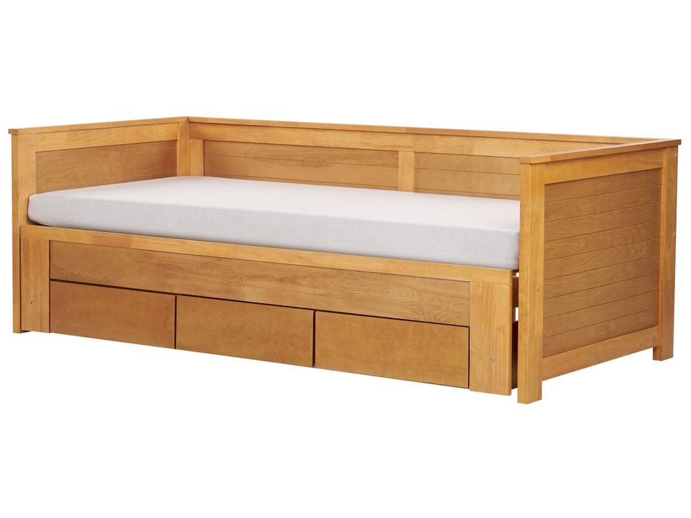 Wooden EU Single to Super King Size Daybed with Storage Light CAHORS Beliani
