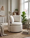 Swivel Armchair RANDERS with Storage Fabric Off-White