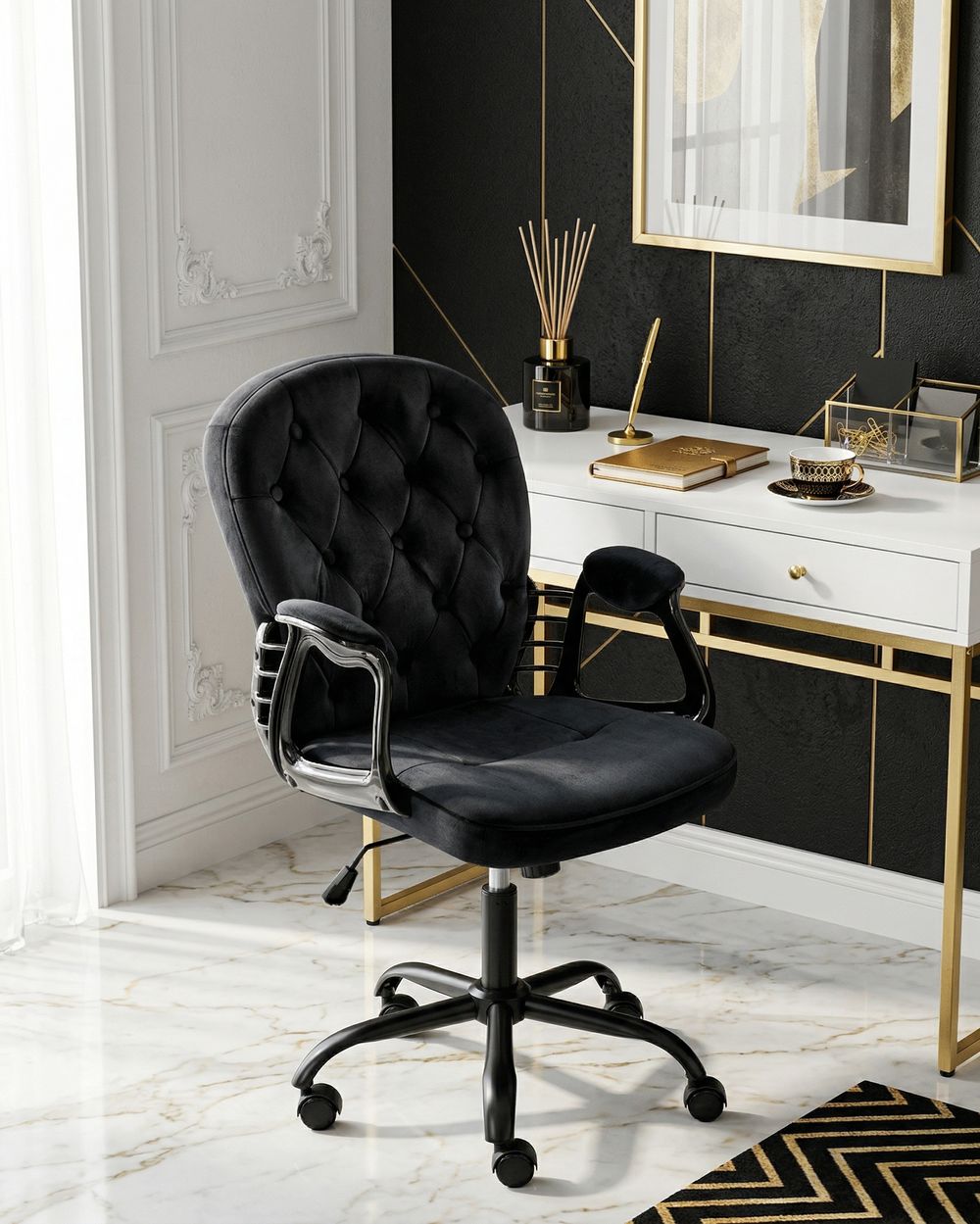Skrivebordsstol PRINCESS Velour Sort