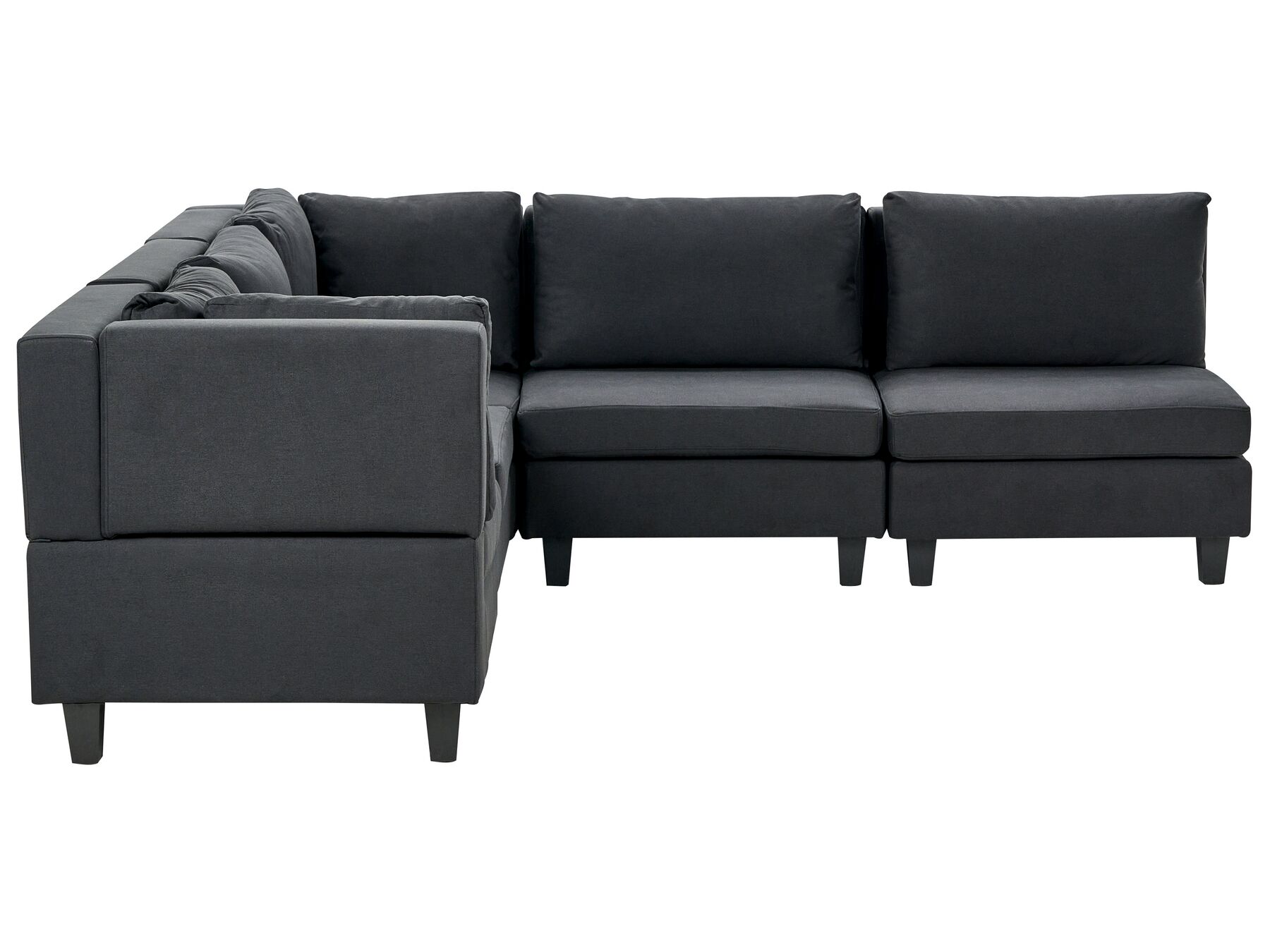 5 Seater Right Hand Modular Fabric Corner Sofa Black UNSTAD_924782