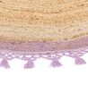 Okrúhly jutový koberec ⌀ 140 cm béžová a fialová MARTS_869919