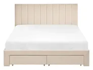 Bett mit Schubladen LONZAC Samtstoff Beige 140 x 200 cm_1014631