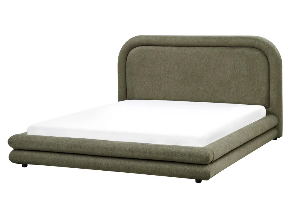Bed Faux Linen LAVARDENS 160 x 200 cm (EU King Size) Green