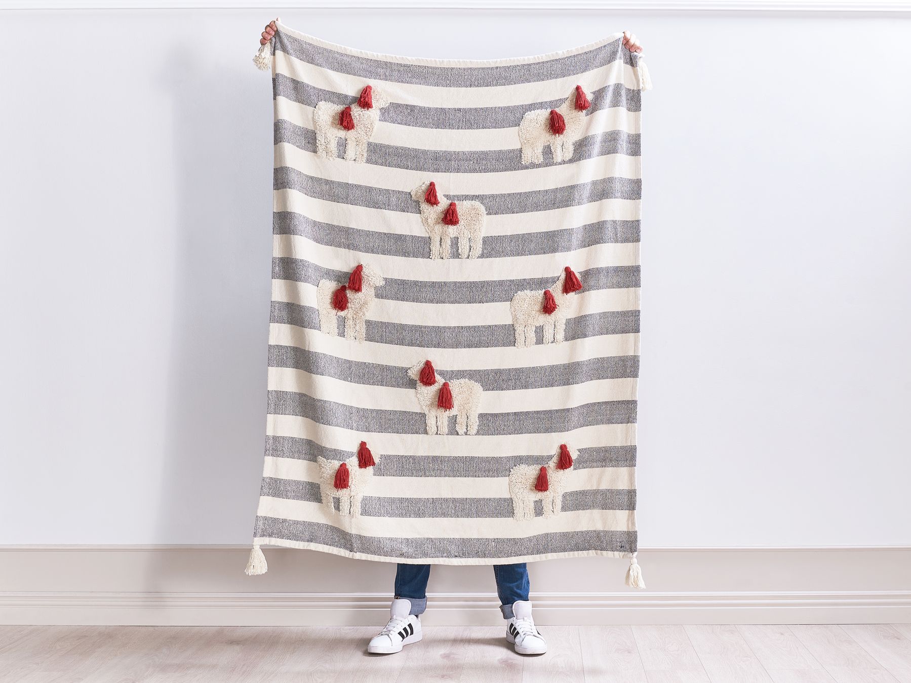 Brooklyn + Jax Sherpa-Fleece Decke – Wendbar, Superweich, 125x150 Cm, Weiß, Maschinenwaschbar