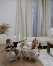 Pufa zwierzak ze schowkiem DOGGY Pies Welur Beżowy_969898