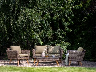 4 Seater PE Rattan Garden Sofa Set Olive Green VITTORIA