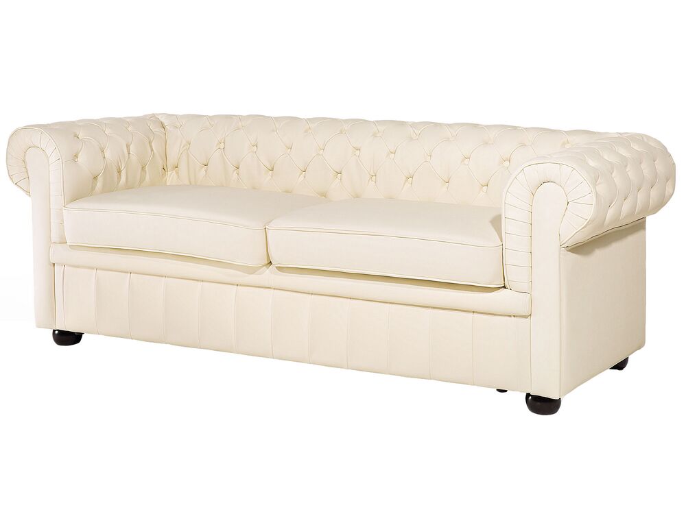 Leather Living Room Set Cream CHESTERFIELD Beliani