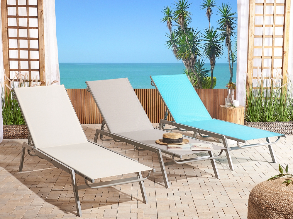 Steel Reclining Sun Lounger White NOLI Beliani.es