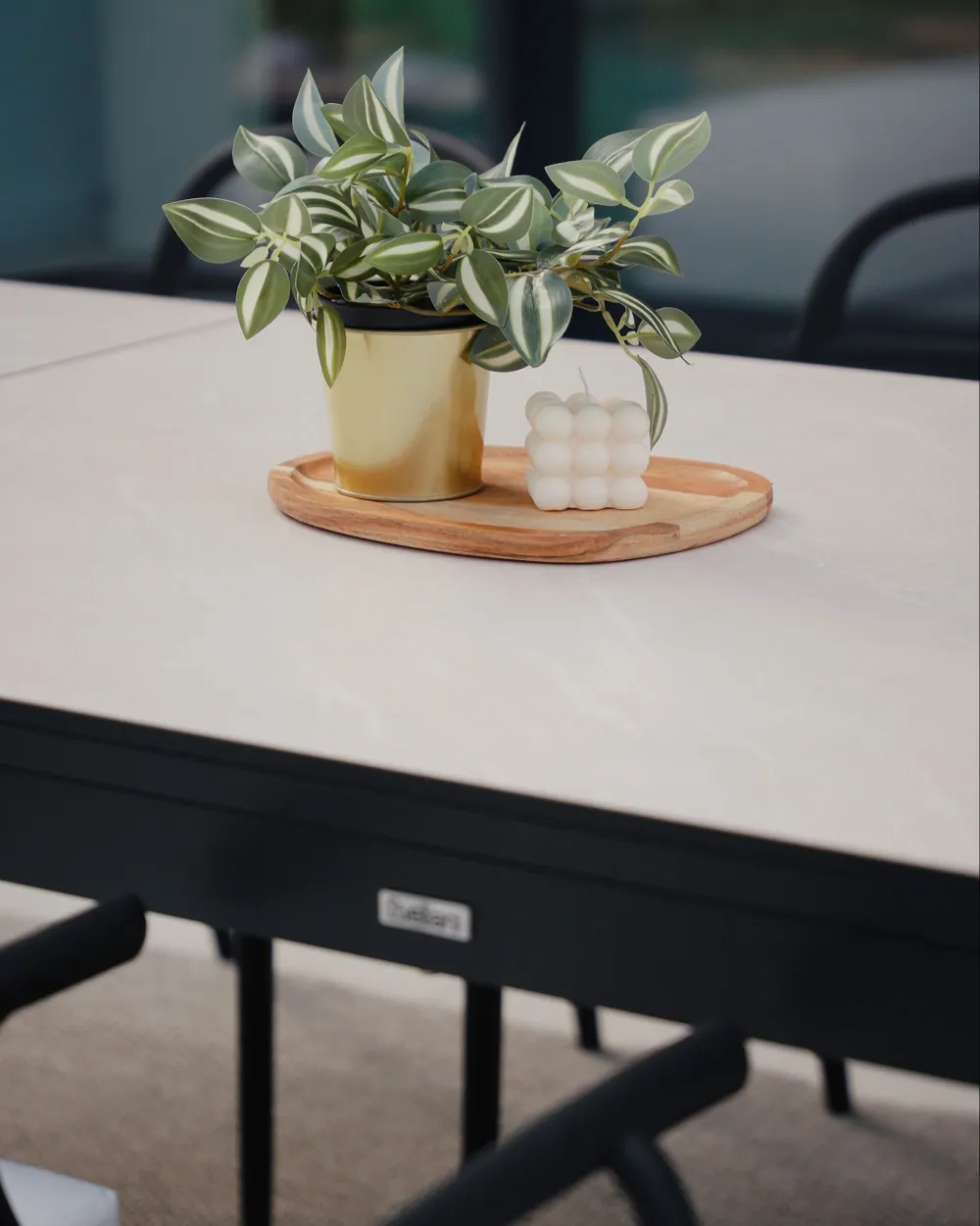 Extending Garden Dining Table BINASCO 160/220 cm 90 cm Beige_1154733