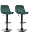 Lot de 2 chaises de bar pivotantes en velours vert émeraude DUBROVNIK_913971