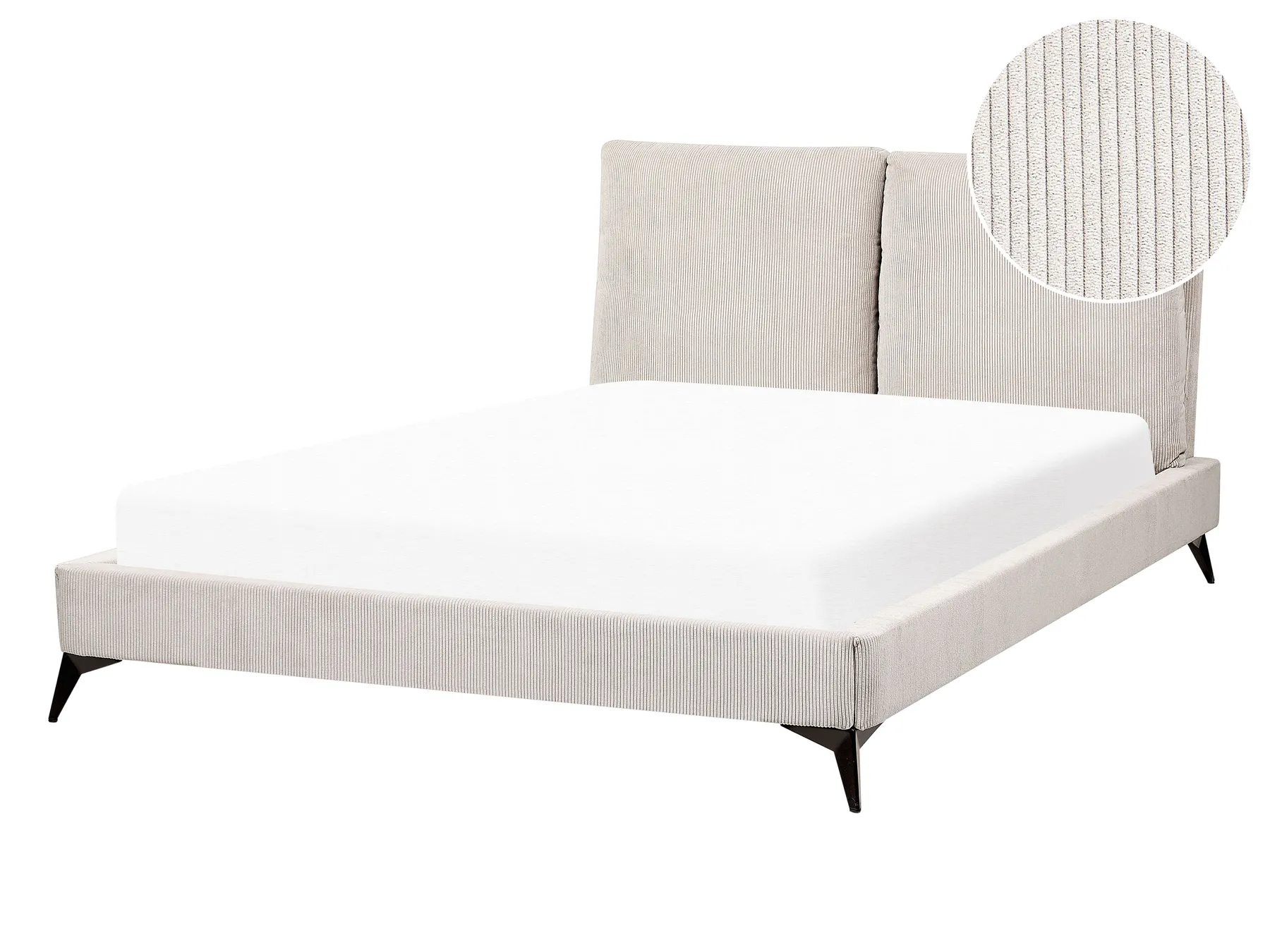 Bett mit Lattenrost Cord MELLE 140 x 200 cm Hellbeige_882184