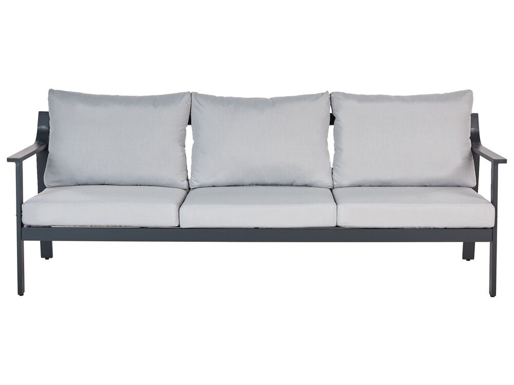 Garden Sofa 3 Seater KIATO Metal Light Grey