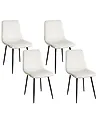 Set of 4 Dining Chairs KALISPELL Velvet Off-White