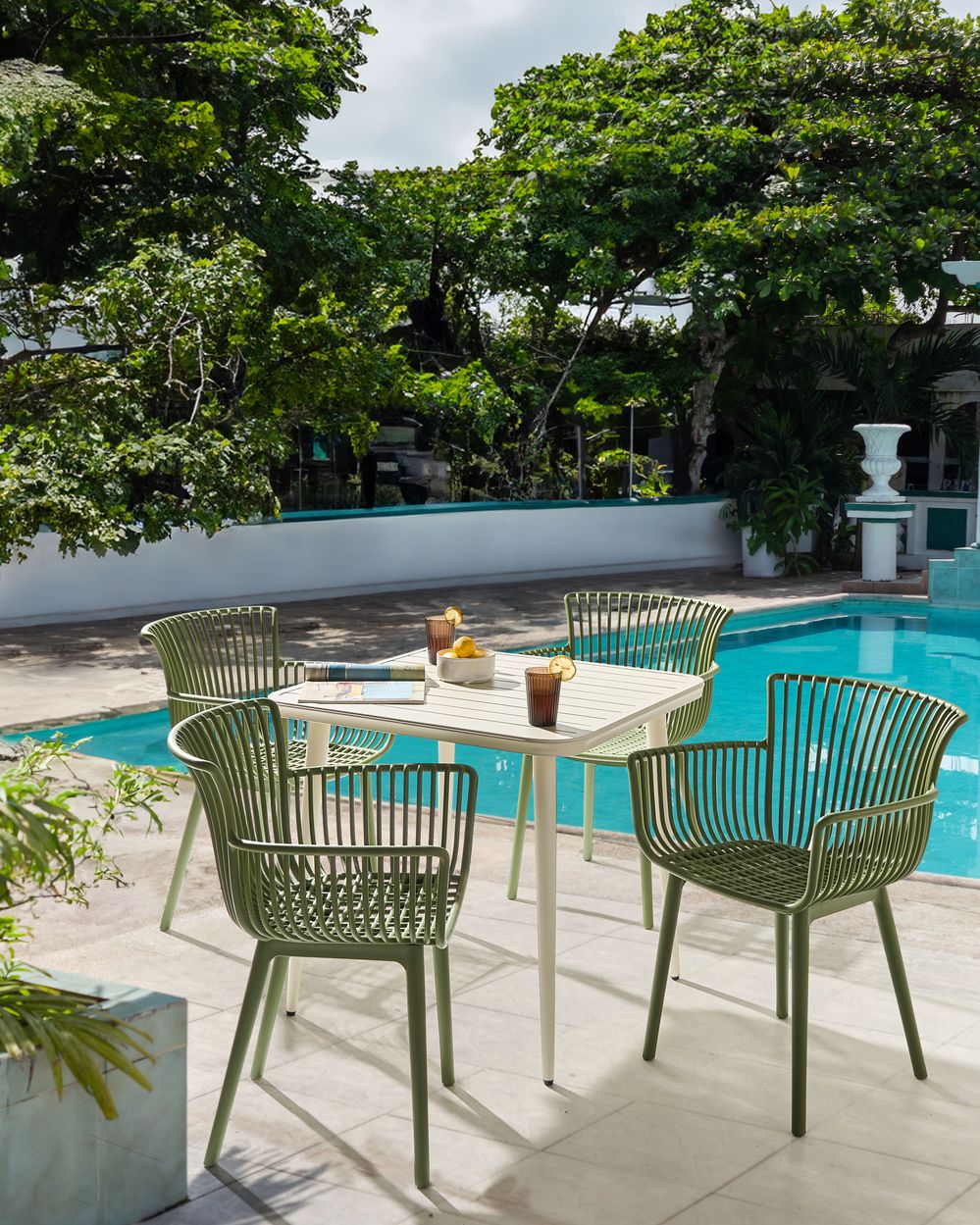 HOT Sedie Plastica Verde Giardino Tavolo Sedie Plastica Verde