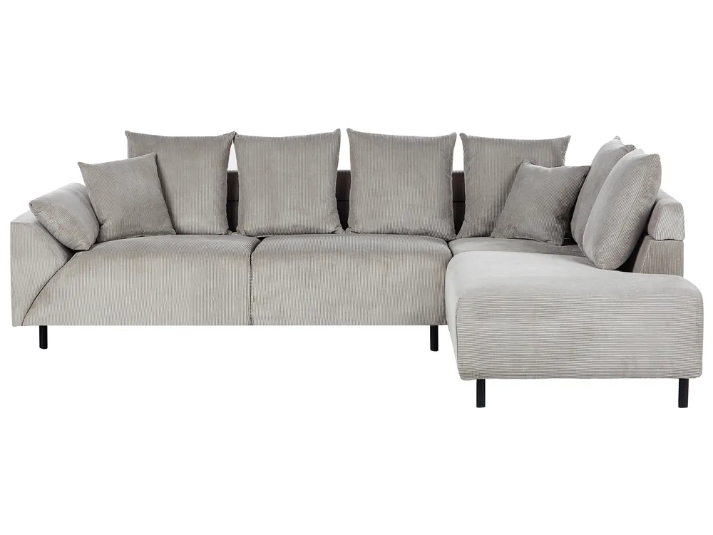 Corner Sofa 4 Seater LUNNER Corduroy Light Grey Left Hand_964812