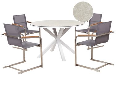 4 Seater Aluminium Garden Dining Set Glass Top White and Grey MALETTO/COSOLETO