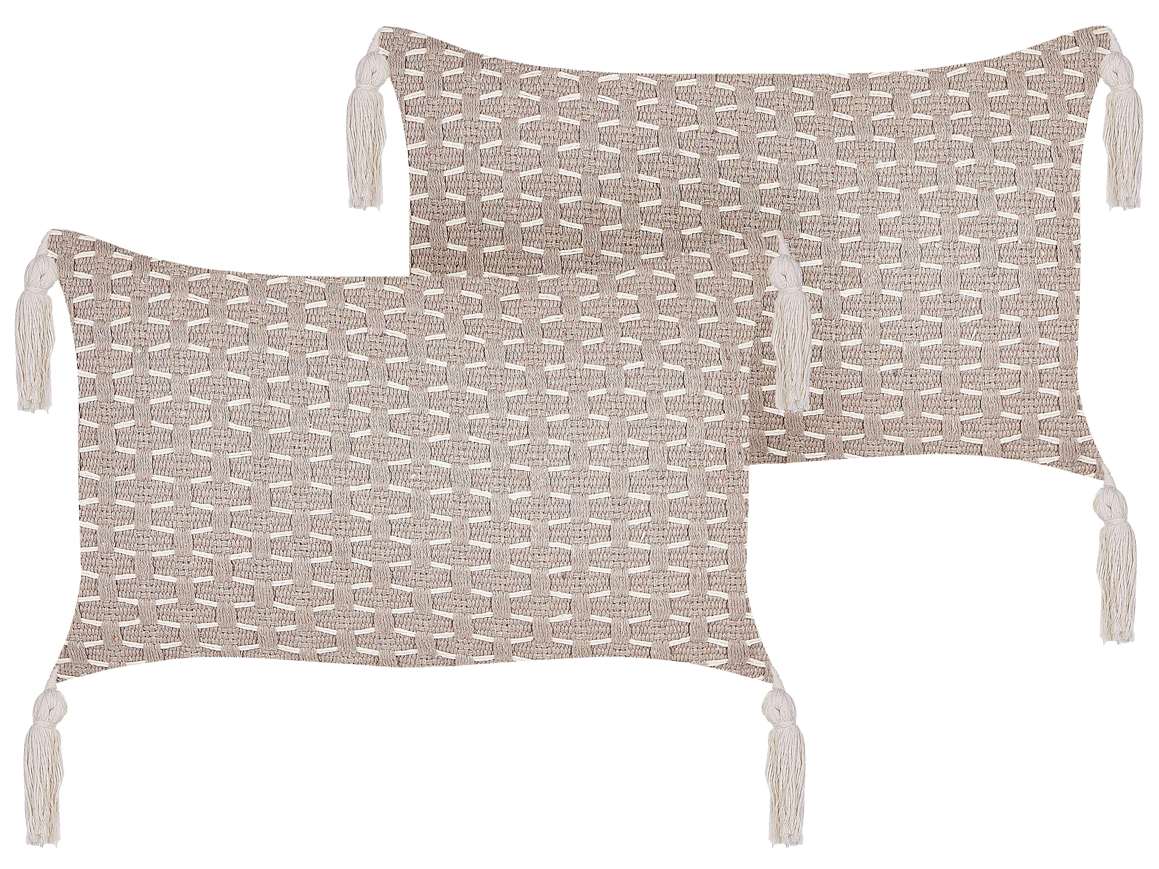 Dekokissen 2er Set HAKONE 45 x 25 cm Taupe Geometrisches Muster