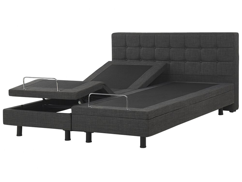 Fabric EU Super King Size Adjustable Bed Dark Grey DUKE Beliani