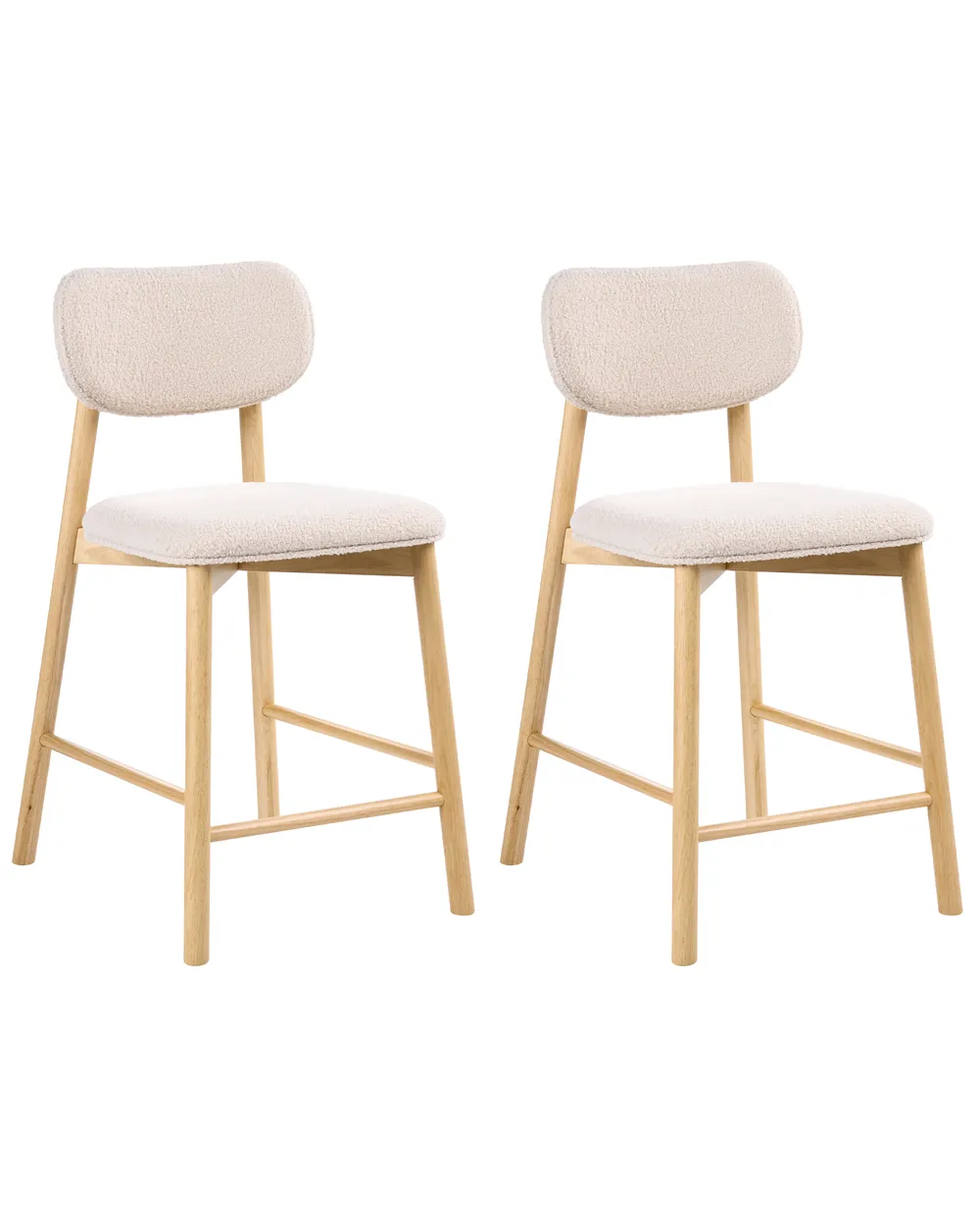 Set of 2 Bar Chairs MILLS Boucle Light Brown/ Beige_1060567