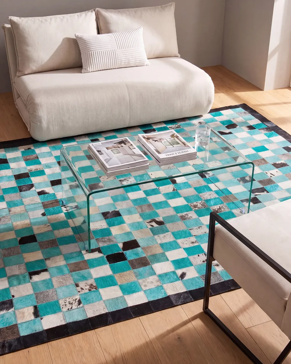 Rug NIKFER Turquoise 160 x 230 cm Leather