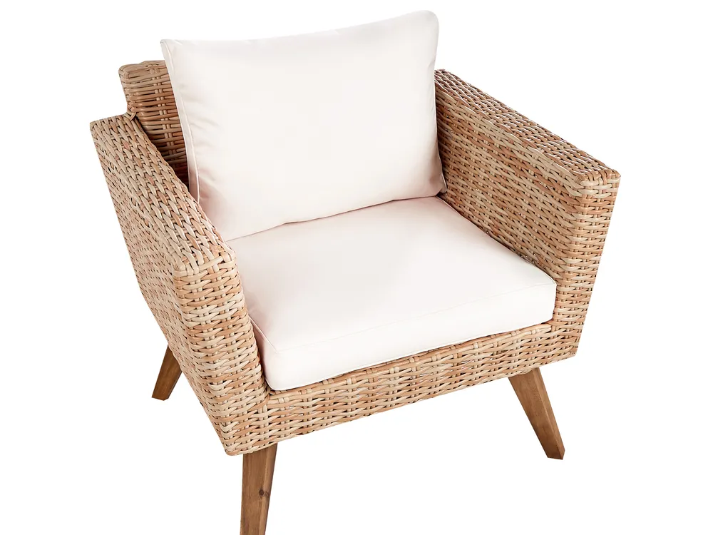 Garden Lounge Set with Table 4 Seater VITTORIA PE Rattan Off-White_930714