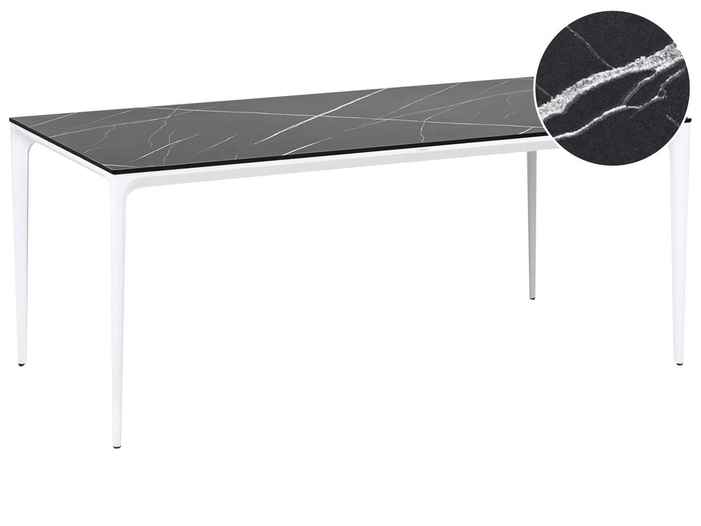 Table de salle à manger de jardin SOVARETO 180 cm 90 cm Effet marbre Marbre noir