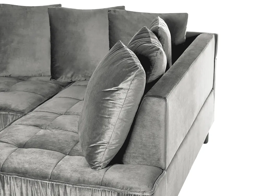 Corner Sofa 3 Seater GRENA Velvet Light Grey Left Hand_837270