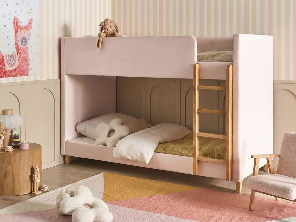 Lit superposé Velours CHOCQUES 90 x 200 cm Rose pastel