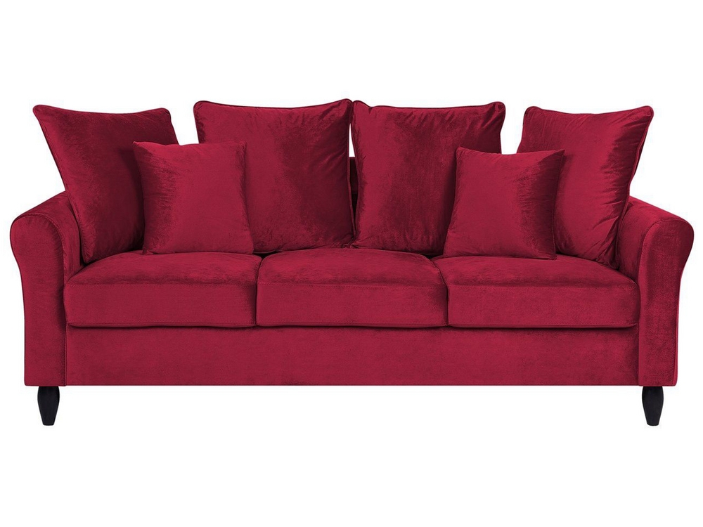 3 Seater Velvet Sofa Red BORNHOLM Beliani