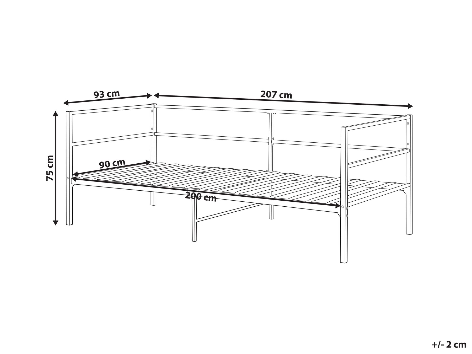 Bed Metal BATTUT 90 x 200 cm (EU Single) Black_894126