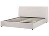 Zamatová posteľ s úložným priestorom 180 x 200 cm krémová biela LAVAUR_870983
