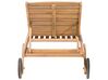 Transat de jardin en bois avec tablette et coussin bleu CESANA_746479