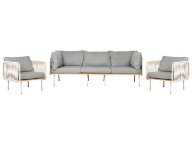 Lounge Set Aluminium weiß 5-Sitzer Auflagen grau SENISE