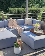 Garden Sofa with Ottoman 4 Seater AREZZO Modular Light Grey_1008930