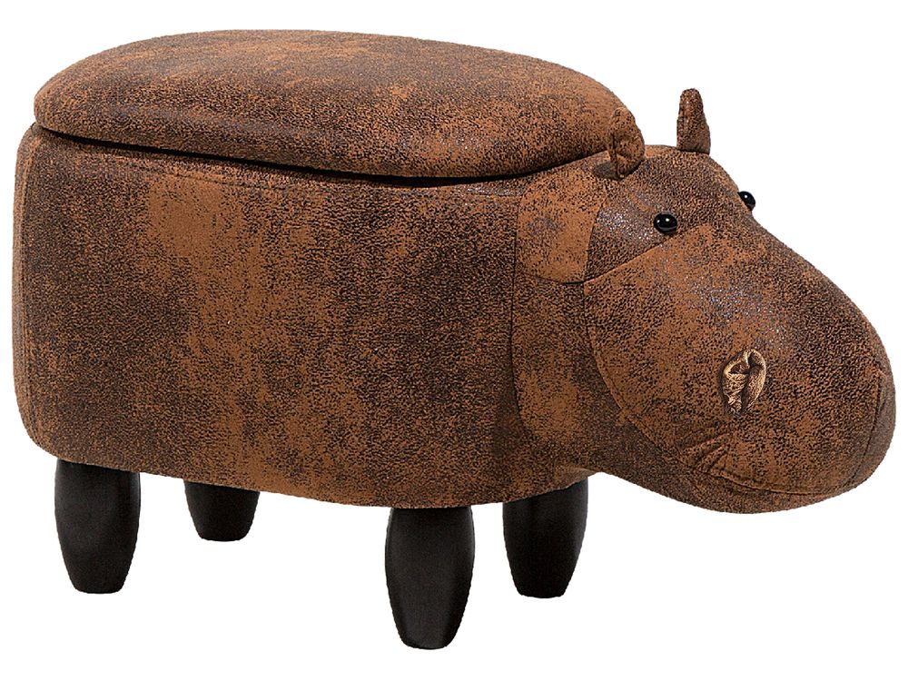 Dyrepuf med opbevaring HIPPO Hippo Kunstlæder Brun
