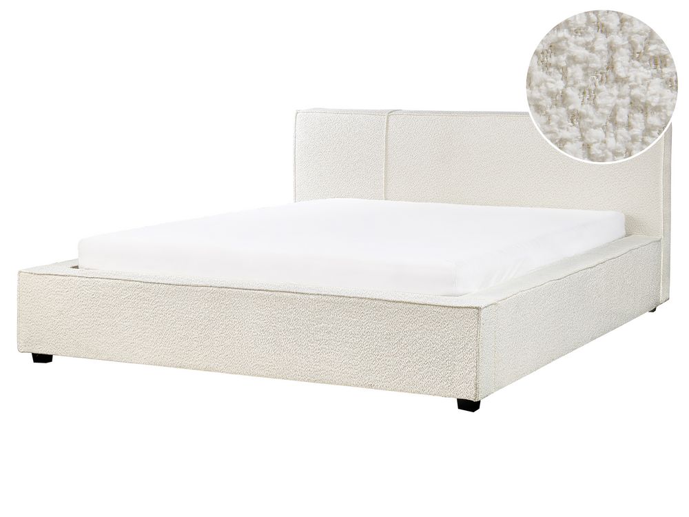 Letto Bouclé MIRANDE 160 x 200 cm Bianco sporco