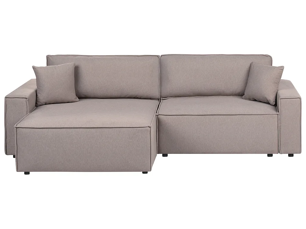 Corner Sofa Bed TORSANG Reversible Fabric Taupe_1198782