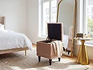 Pouf mit Stauraum LORETTO Samtstoff Beige_1186150