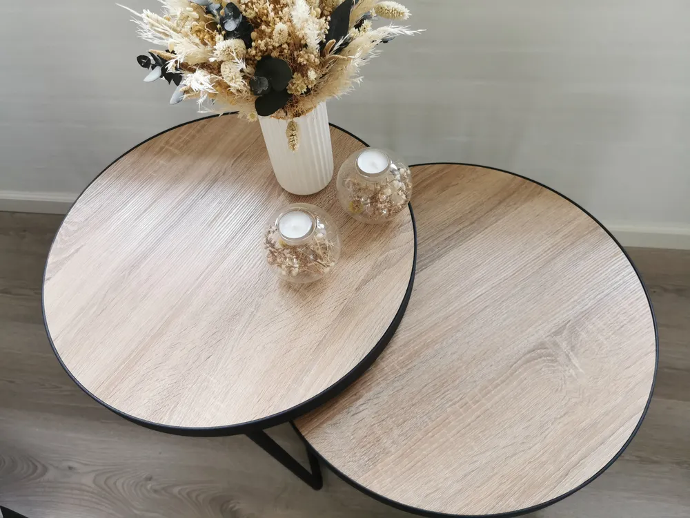 Set of 2 Coffee Tables MELODY Light Brown_844581