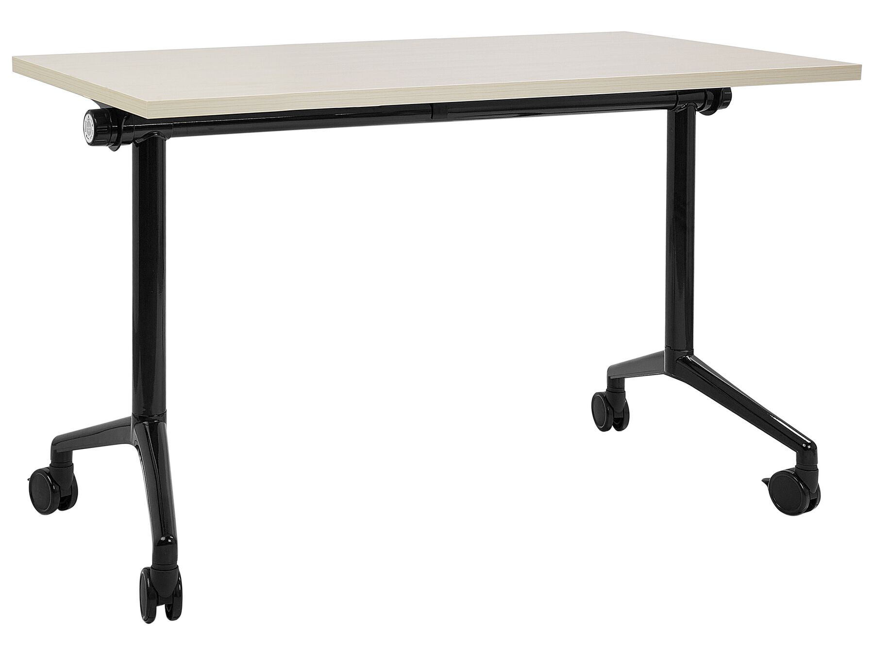 Folding Office Desk with Casters 120 x 60 cm Light Wood and Black CAVI_922252