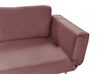 Sofa rozkładana welurowa różowa SAARELA_932740