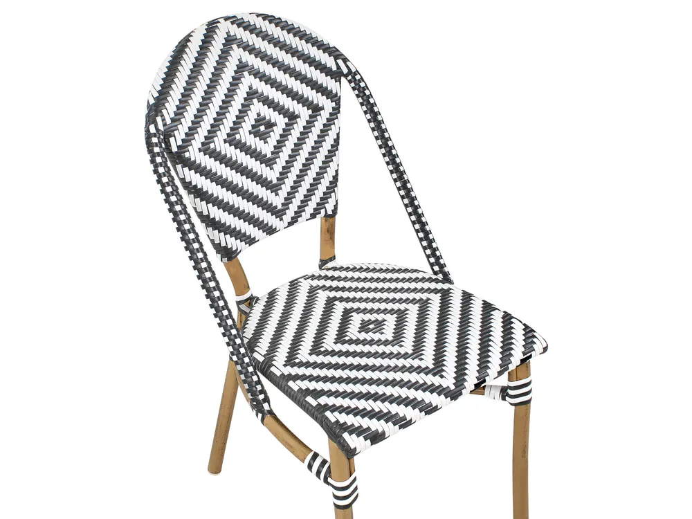 Set da pranzo da giardino 4 posti RIFREDDO Rattan sintetico (PE) Nero/Bianco_990504