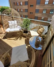 Hanging Chair with Stand ALLERA PE Rattan Beige_824398