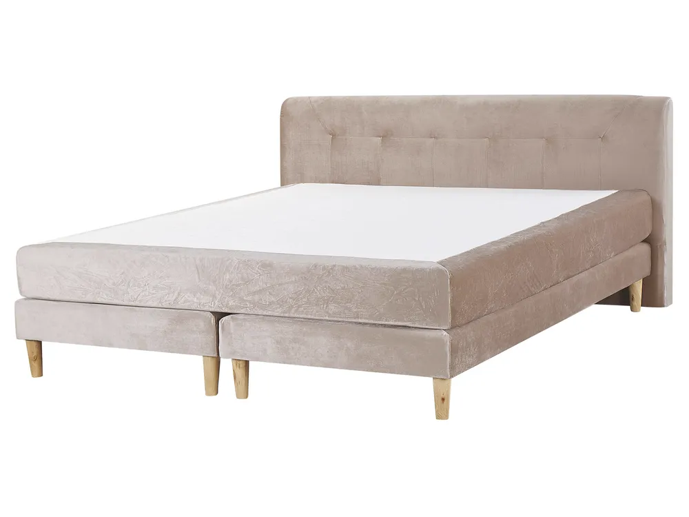 Łóżko kontynentalne Welur MARQUISE 160 x 200 cm Beżowy