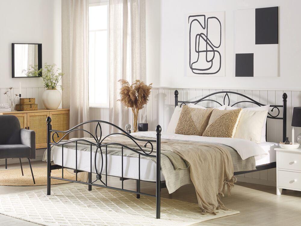Cama Metal ANTLIA 180 x 200 cm Negro
